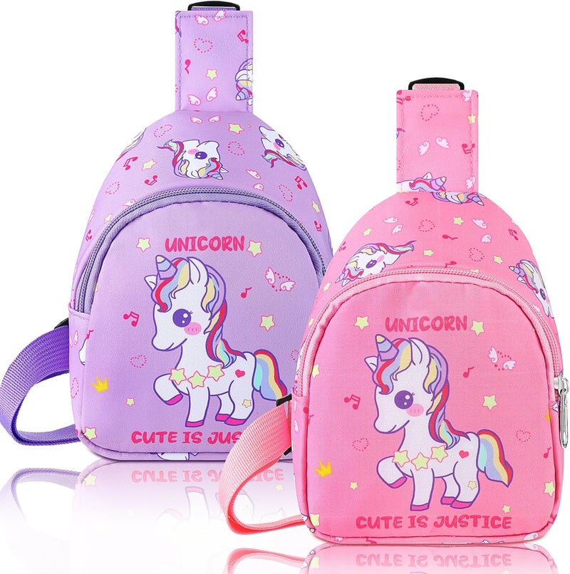 Cosblank 2 Pcs Christmas Small Crossbody Bag Girls Cute Cartoon Unicorn Sling Bag Shoulder Coin Pouch for Travel(Cute) - Image 1